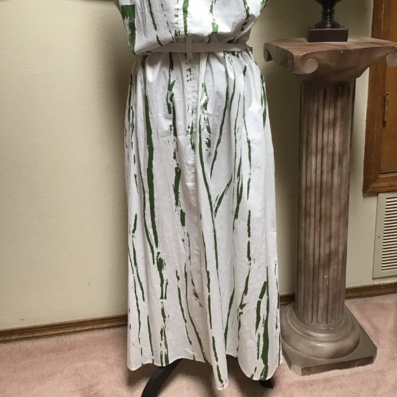 Banana Republic Moss Green and White Patterned Dress, NWT - Picture 4 of 14